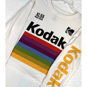 Kodak Camera Cropped Womens T Shirt Beach Wear Size XXL White Long Sleeve Tee